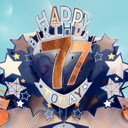 77th Birthday Card Pop Up 3D Happy Birthday Card Age 77 Today 3D For Him