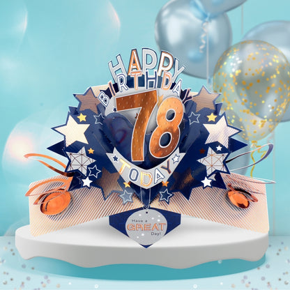 78th Birthday Card Pop Up 3D Happy Birthday Card Age 78 Today 3D For Him