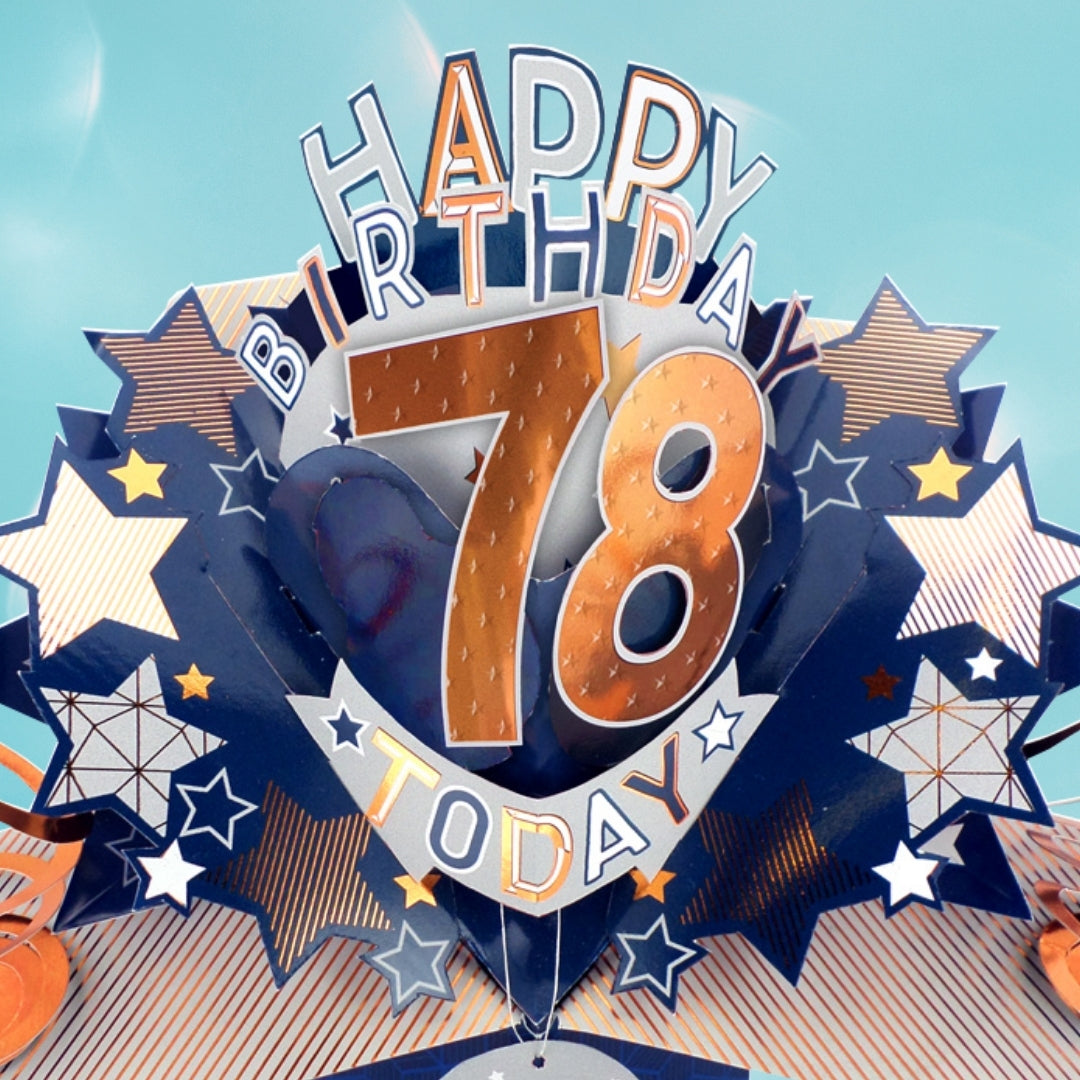 78th Birthday Card Pop Up 3D Happy Birthday Card Age 78 Today 3D For Him