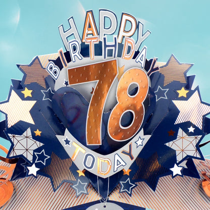 78th Birthday Card Pop Up 3D Happy Birthday Card Age 78 Today 3D For Him