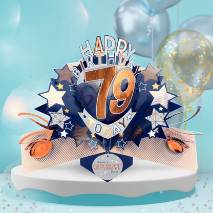 79th Birthday Card Pop Up 3D Happy Birthday Card Age 79 Today 3D For Him
