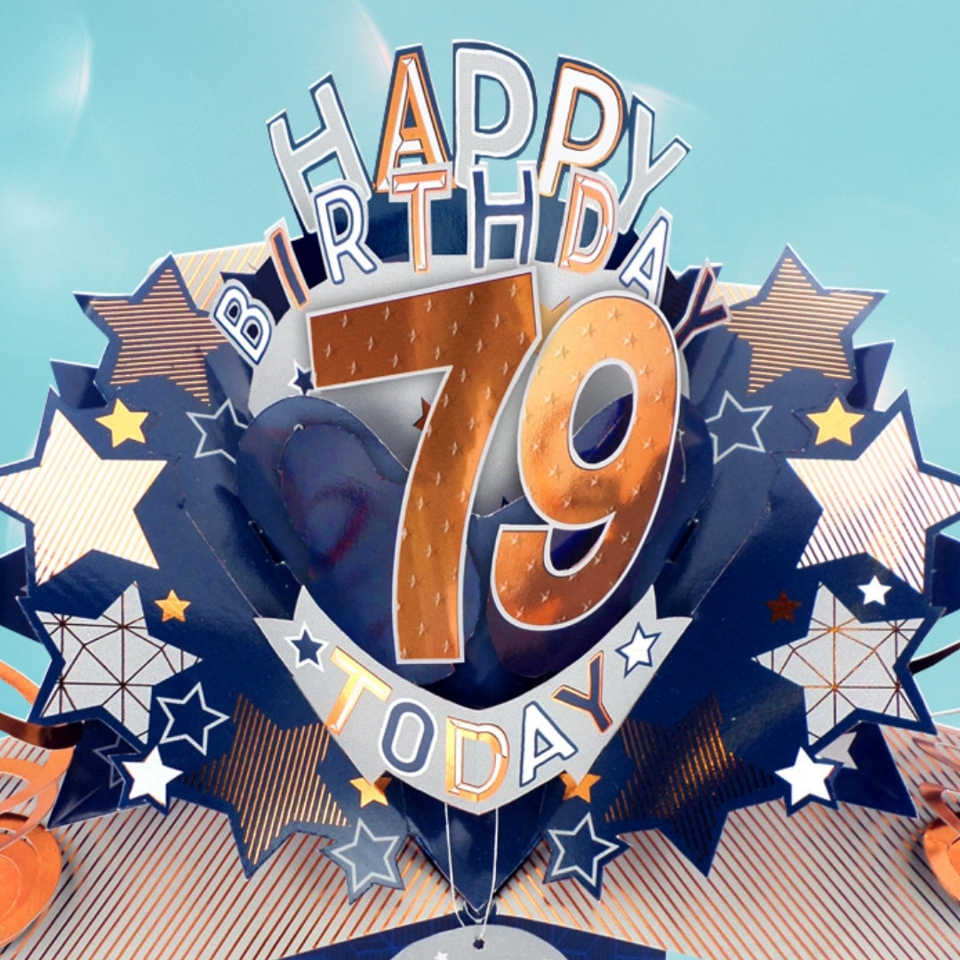 79th Birthday Card Pop Up 3D Happy Birthday Card Age 79 Today 3D For Him