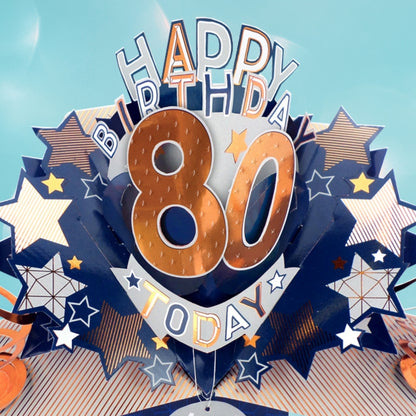 80th Birthday Card Pop Up 3D Happy Birthday Card Age 80 Today 3D For Him