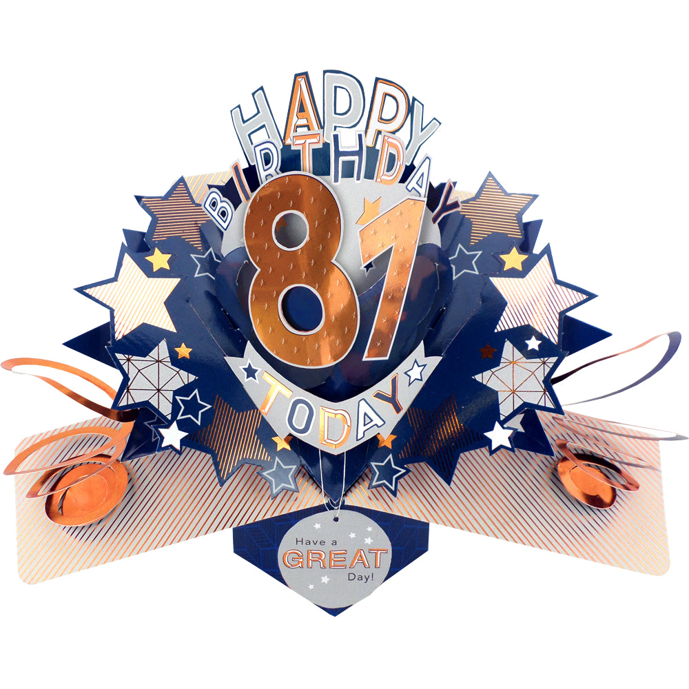 81st Birthday Card Pop Up 3D Happy Birthday Card Age 81 Today 3D For Him