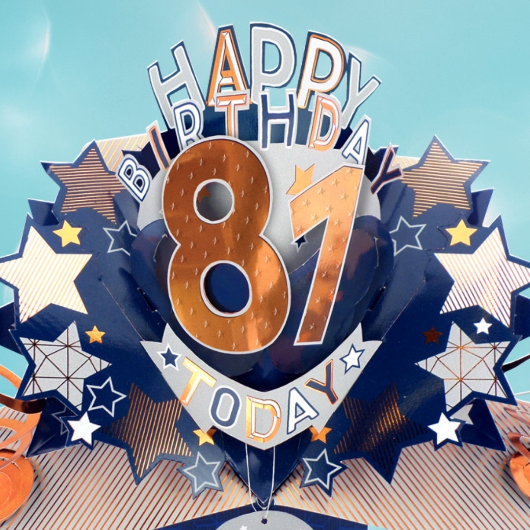 81st Birthday Card Pop Up 3D Happy Birthday Card Age 81 Today 3D For Him