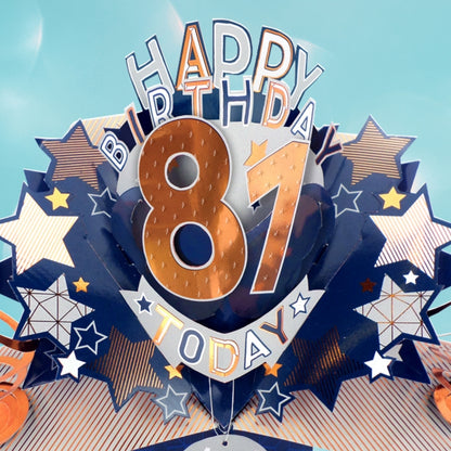 81st Birthday Card Pop Up 3D Happy Birthday Card Age 81 Today 3D For Him
