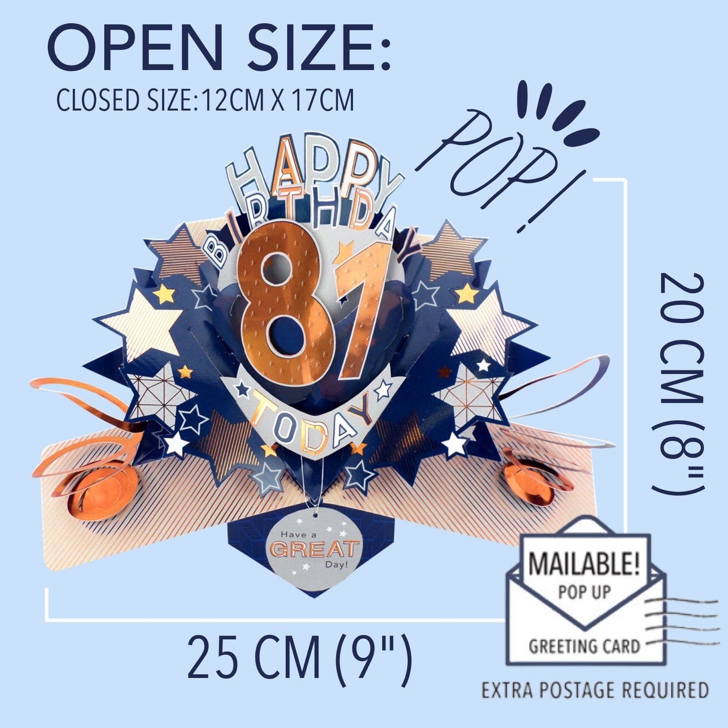 81st Birthday Card Pop Up 3D Happy Birthday Card Age 81 Today 3D For Him