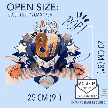 81st Birthday Card Pop Up 3D Happy Birthday Card Age 81 Today 3D For Him
