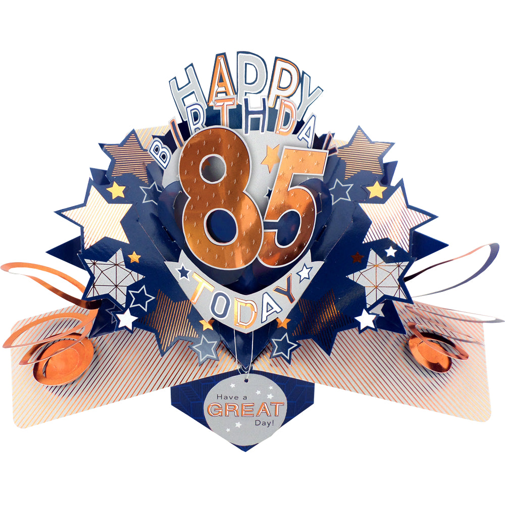 85th Birthday Card Pop Up 3D Happy Birthday Card Age 85 Today 3D For Him