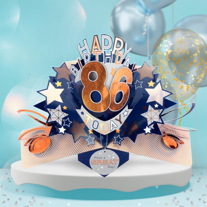 86th Birthday Card Pop Up 3D Happy Birthday Card Age 86 Today 3D For Him