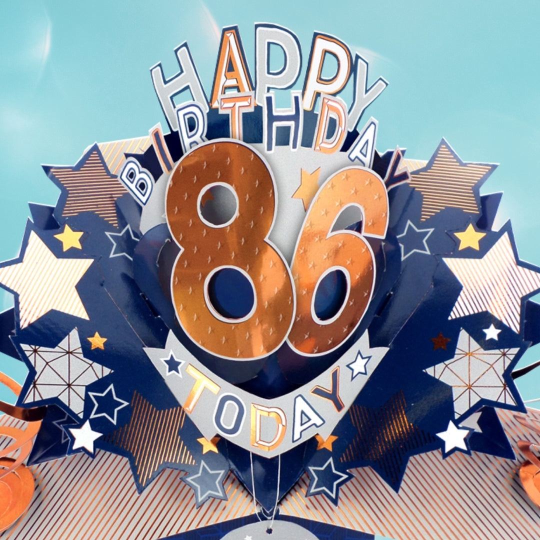 86th Birthday Card Pop Up 3D Happy Birthday Card Age 86 Today 3D For Him