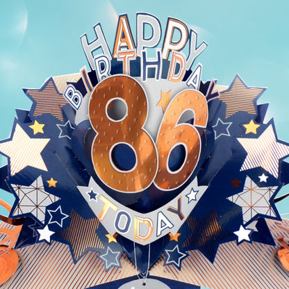 86th Birthday Card Pop Up 3D Happy Birthday Card Age 86 Today 3D For Him