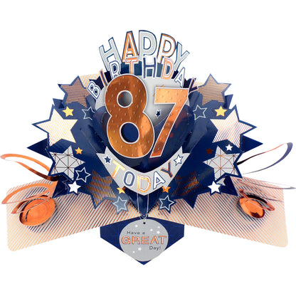 87th Birthday Card Pop Up 3D Happy Birthday Card Age 87 Today 3D For Him
