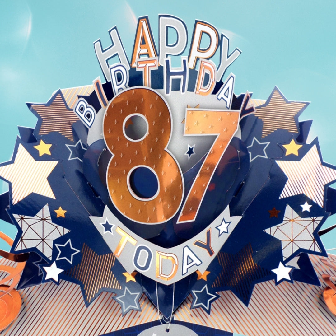 87th Birthday Card Pop Up 3D Happy Birthday Card Age 87 Today 3D For Him