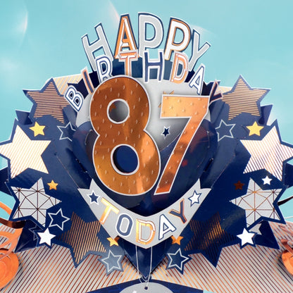 87th Birthday Card Pop Up 3D Happy Birthday Card Age 87 Today 3D For Him