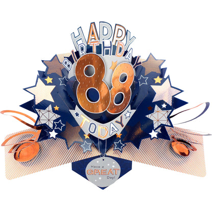 88th Birthday Card Pop Up 3D Happy Birthday Card Age 88 Today 3D For Him