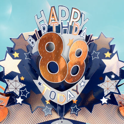 88th Birthday Card Pop Up 3D Happy Birthday Card Age 88 Today 3D For Him