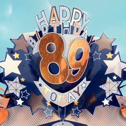89th Birthday Card Pop Up 3D Happy Birthday Card Age 89 Today 3D For Him