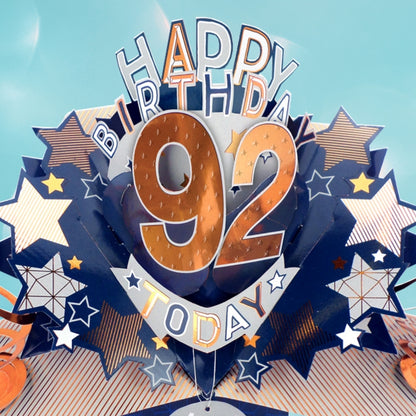 92nd Birthday Card Pop Up 3D Happy Birthday Card Age 92 Today 3D For Him