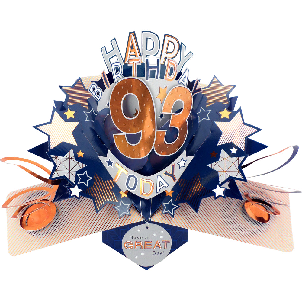 93rd Birthday Card Pop Up 3D Happy Birthday Card Age 93 Today 3D For Him