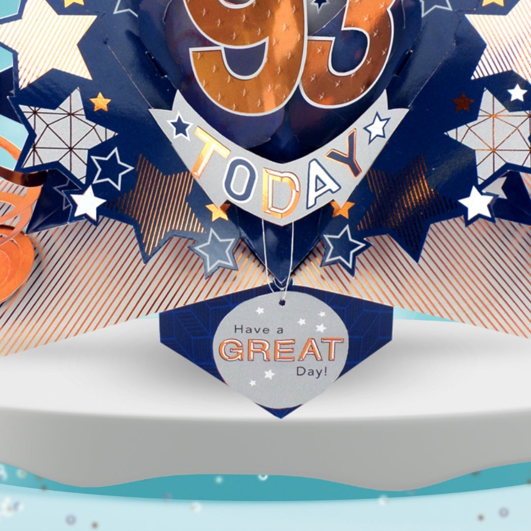 93rd Birthday Card Pop Up 3D Happy Birthday Card Age 93 Today 3D For Him