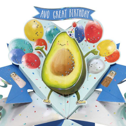 Avo Great Birthday Avocado Pop-Up Greeting Card