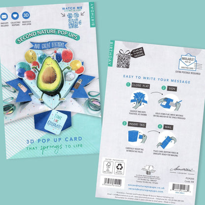 Avo Great Birthday Avocado Pop-Up Greeting Card