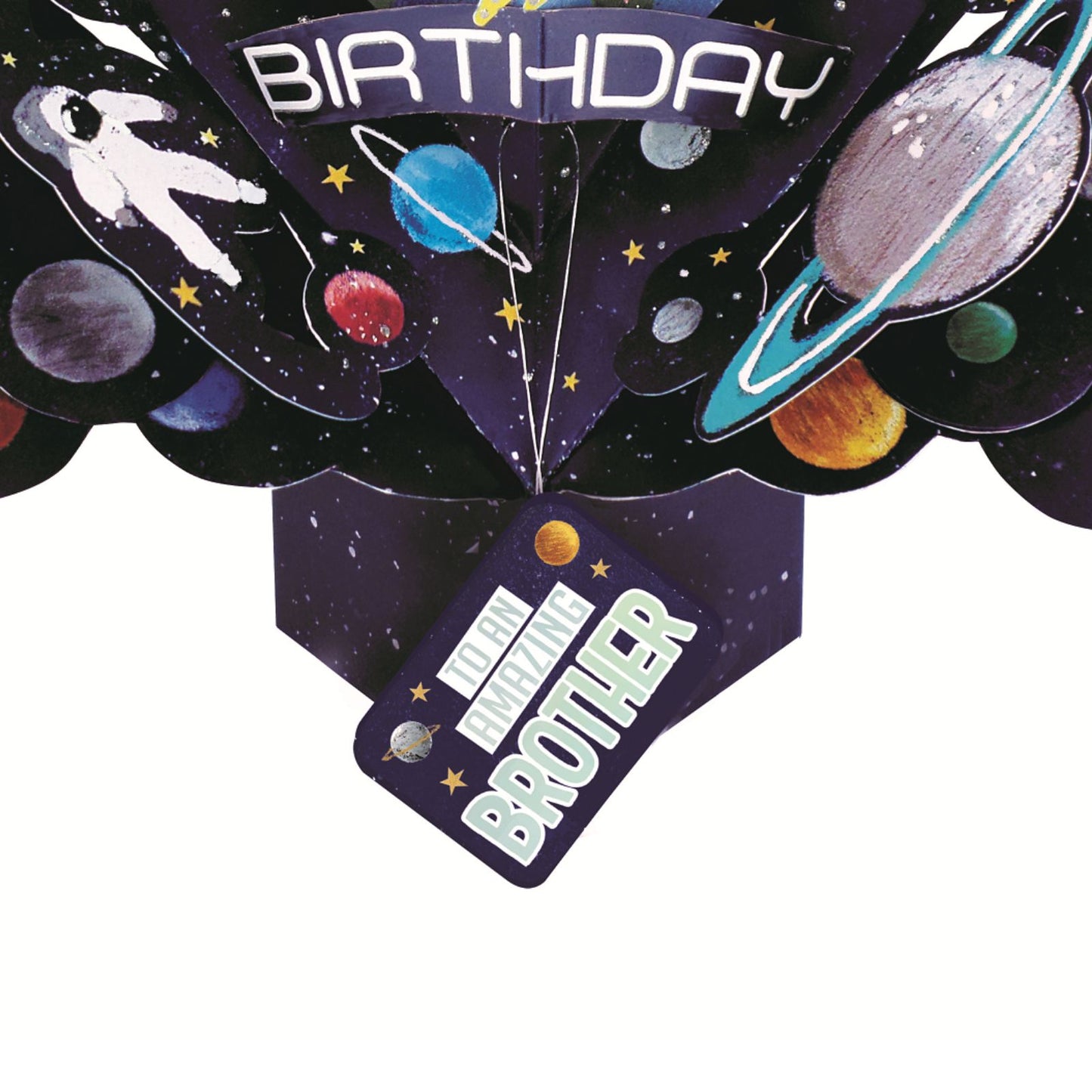 Amazing Brother Space Rocket Birthday Pop-Up Greeting Card
