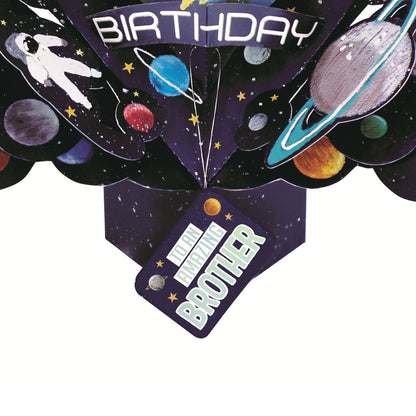Amazing Brother Space Rocket Birthday Pop-Up Greeting Card