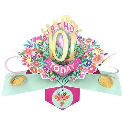 101st Birthday Card Pop Up 3D Happy Birthday Card Age 101 Today 3D For Her