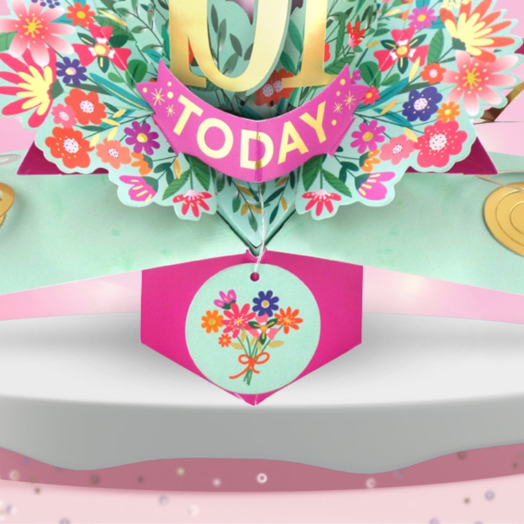 101st Birthday Card Pop Up 3D Happy Birthday Card Age 101 Today 3D For Her