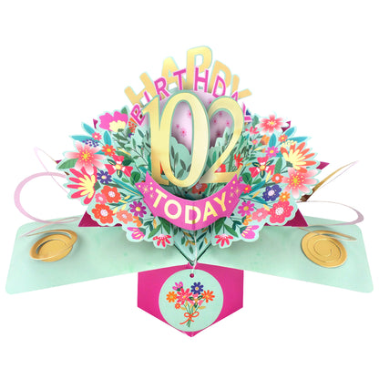 102nd Birthday Card Pop Up 3D Happy Birthday Card Age 102 Today 3D For Her