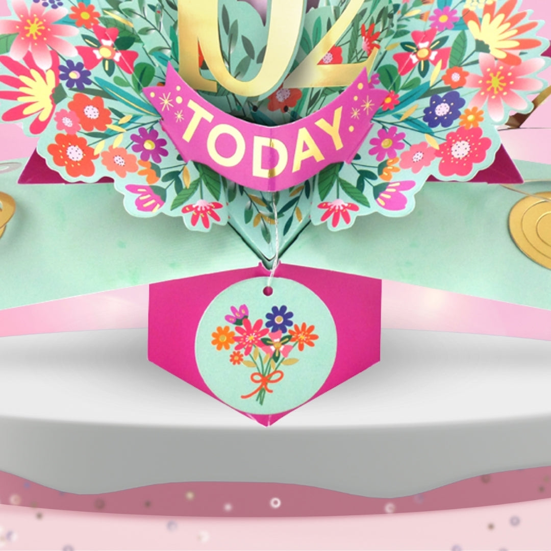 102nd Birthday Card Pop Up 3D Happy Birthday Card Age 102 Today 3D For Her