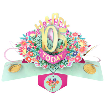 105th Birthday Card Pop Up 3D Happy Birthday Card Age 105 Today 3D For Her