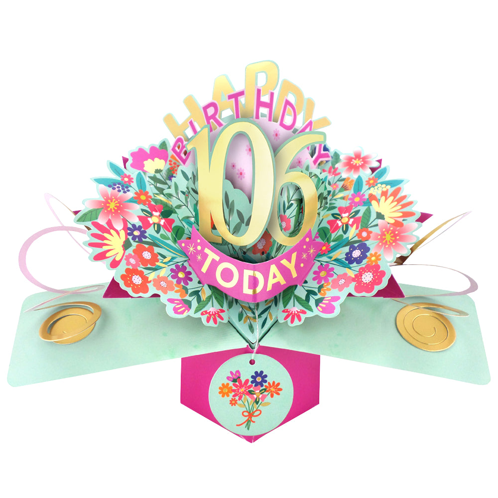 106th Birthday Card Pop Up 3D Happy Birthday Card Age 106 Today 3D For Her