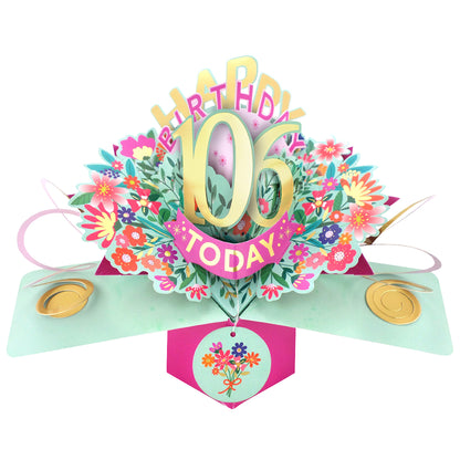 106th Birthday Card Pop Up 3D Happy Birthday Card Age 106 Today 3D For Her