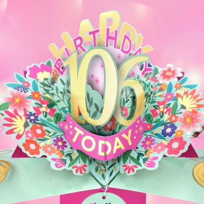 106th Birthday Card Pop Up 3D Happy Birthday Card Age 106 Today 3D For Her