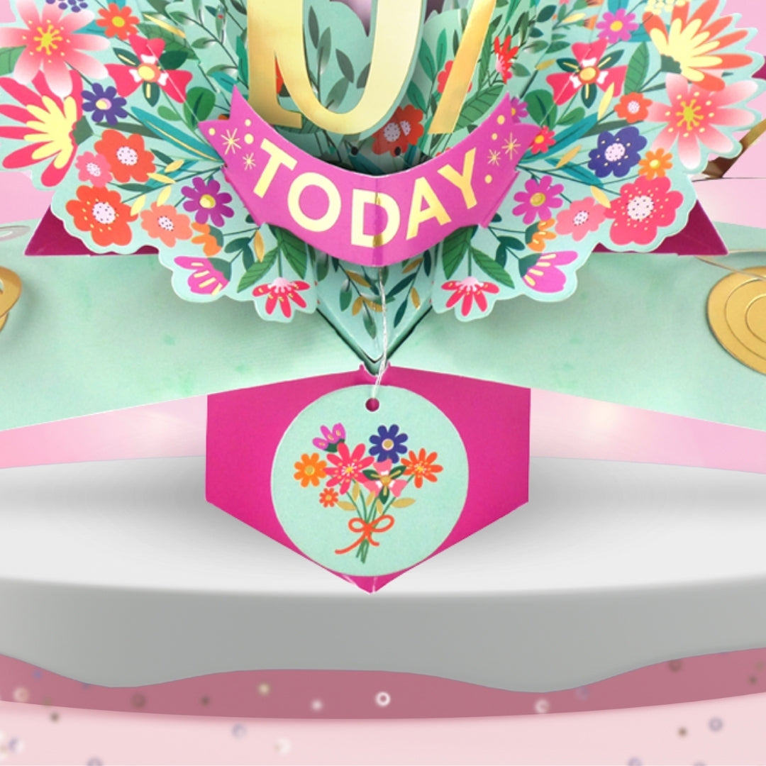 107th Birthday Card Pop Up 3D Happy Birthday Card Age 107 Today 3D For Her