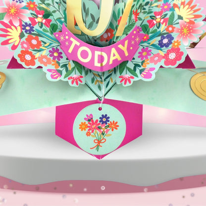 107th Birthday Card Pop Up 3D Happy Birthday Card Age 107 Today 3D For Her