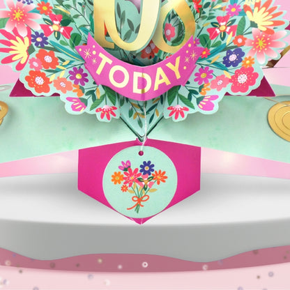 108th Birthday Card Pop Up 3D Happy Birthday Card Age 108 Today 3D For Her