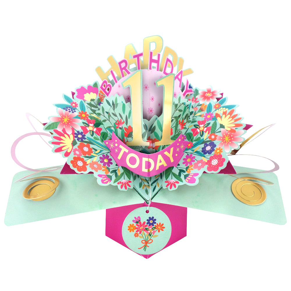 11th Birthday Card Pop Up 3D Happy Birthday Card Age 11 Today 3D For Her