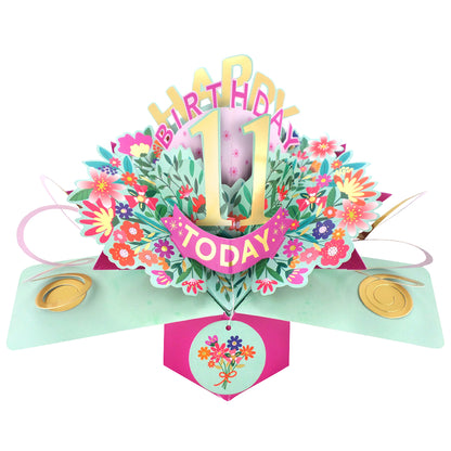 11th Birthday Card Pop Up 3D Happy Birthday Card Age 11 Today 3D For Her