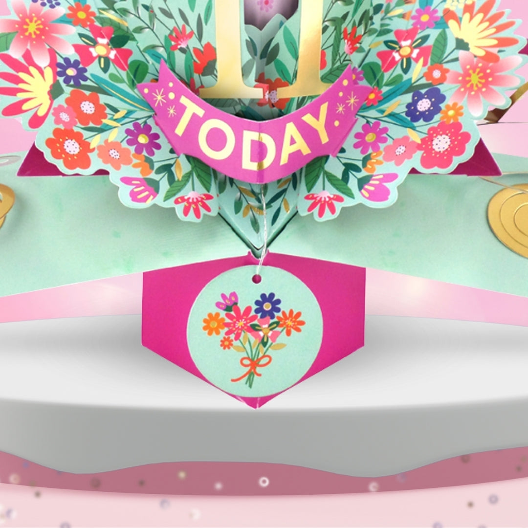 11th Birthday Card Pop Up 3D Happy Birthday Card Age 11 Today 3D For Her
