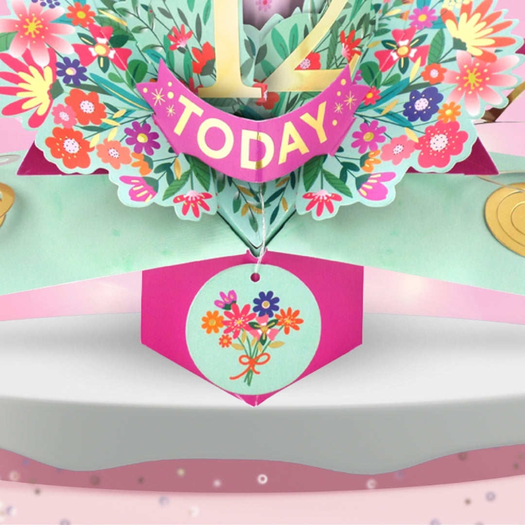 12th Birthday Card Pop Up 3D Happy Birthday Card Age 12 Today 3D For Her