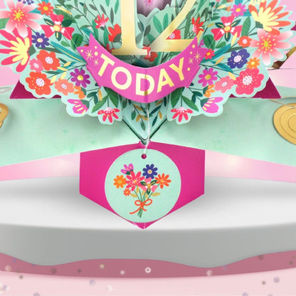 12th Birthday Card Pop Up 3D Happy Birthday Card Age 12 Today 3D For Her