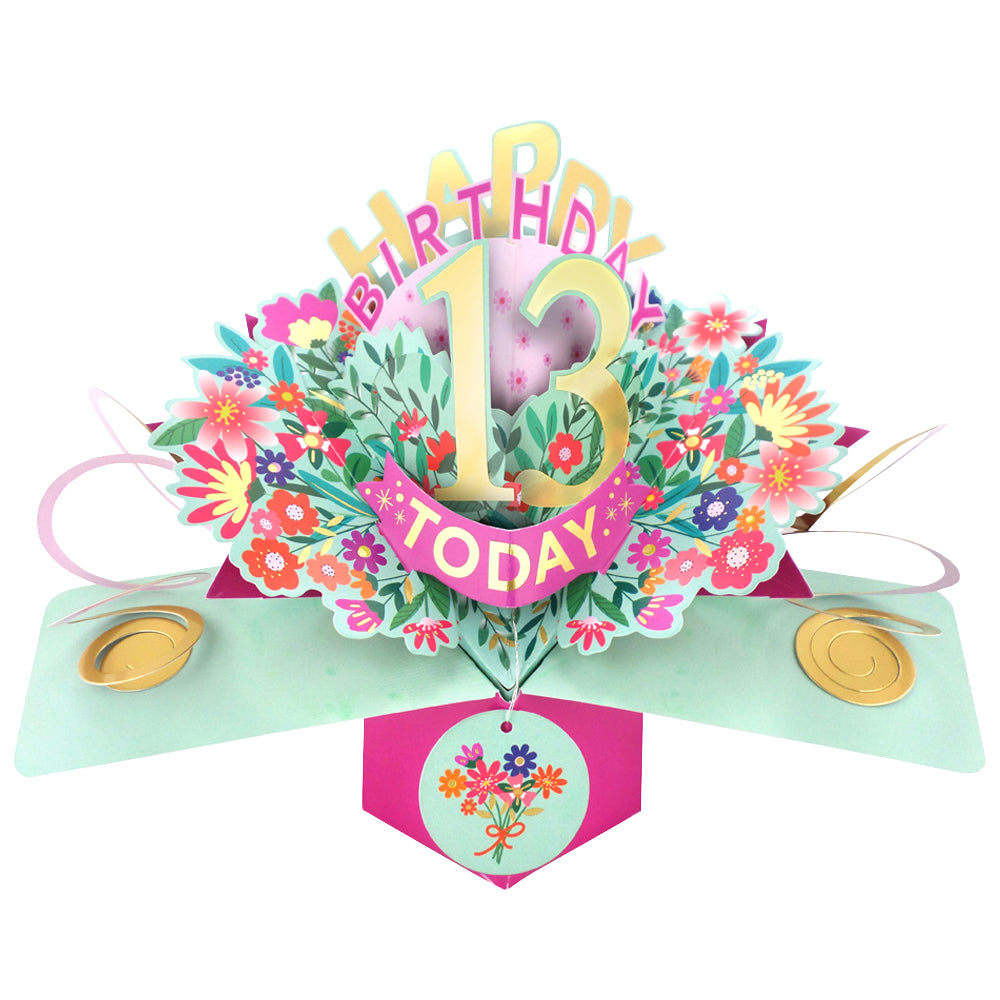 13th Birthday Card Pop Up 3D Happy Birthday Card Age 13 Today 3D For Her