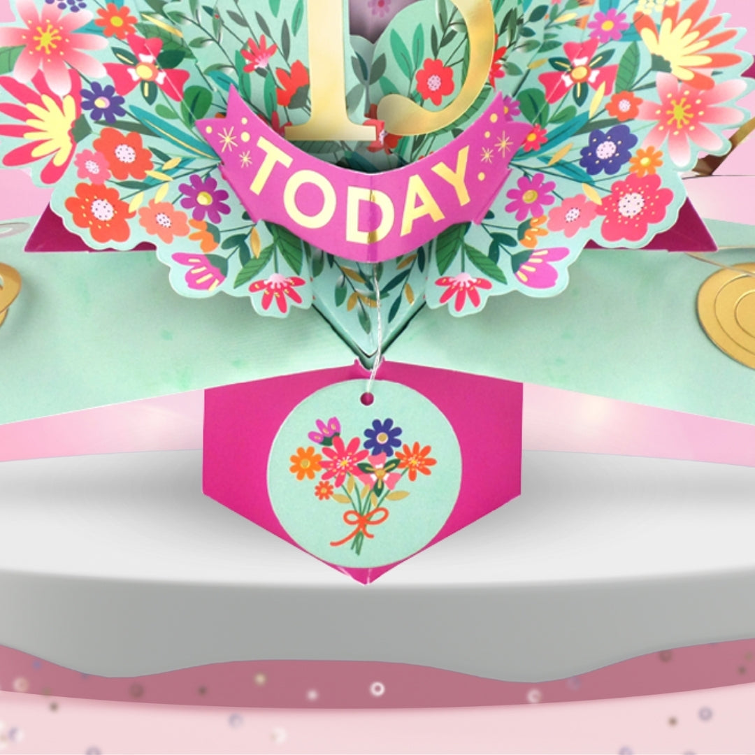 15th Birthday Card Pop Up 3D Happy Birthday Card Age 15 Today 3D For Her