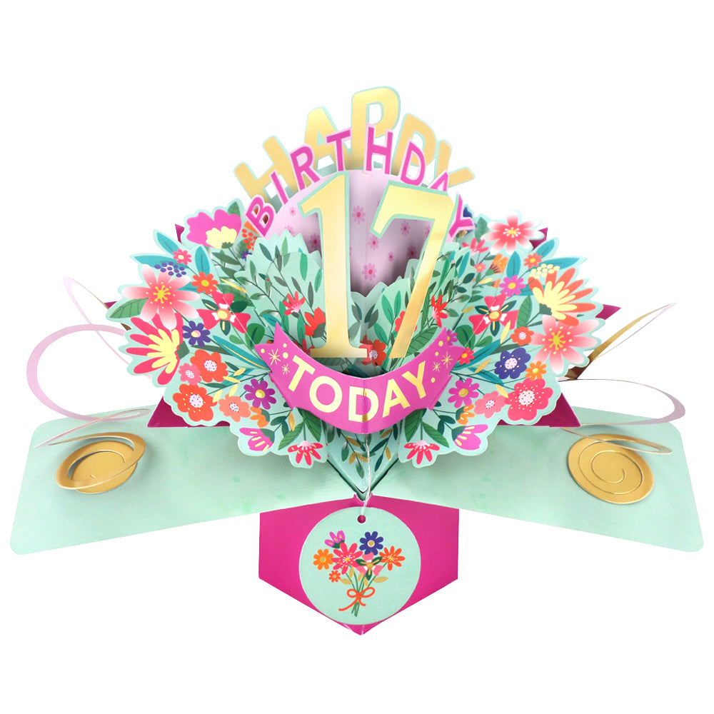 17th Birthday Card Pop Up 3D Happy Birthday Card Age 17 Today 3D For Her