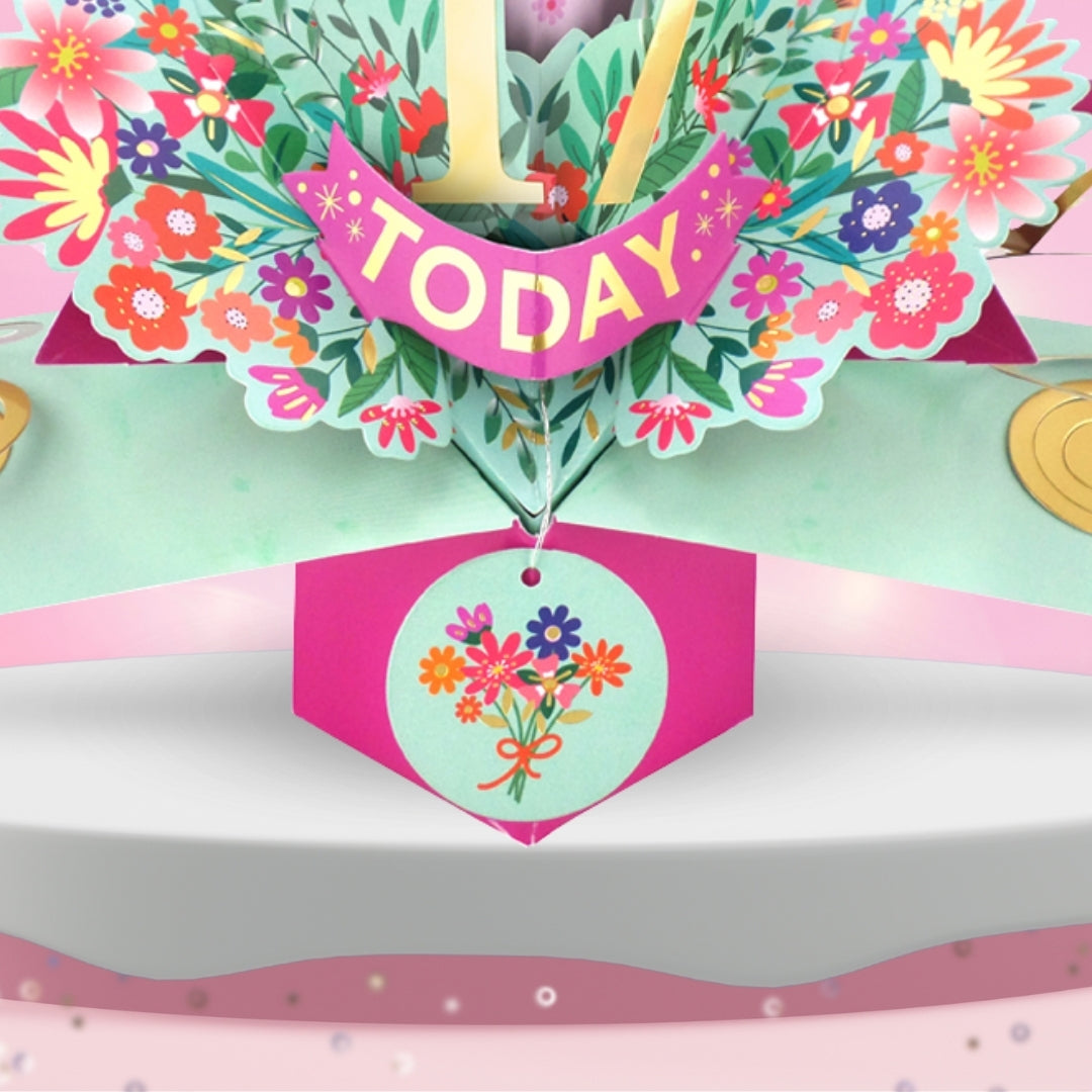 17th Birthday Card Pop Up 3D Happy Birthday Card Age 17 Today 3D For Her