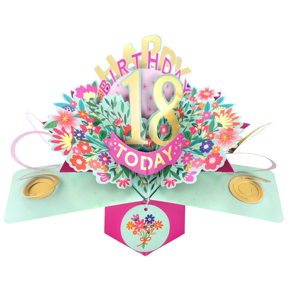 18th Birthday Card Pop Up 3D Happy Birthday Card Age 18 Today 3D For Her
